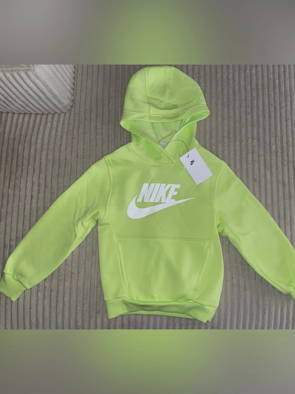 Nike Kids Neon Green Hooded Sweatshirt with White Logo